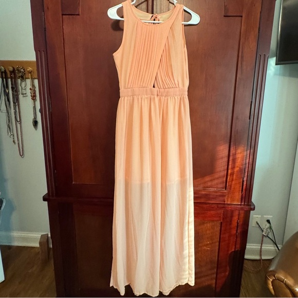 The Hanger Elegant light Peach Sleeveless Maxi Dress Goddess Style Size Medium - Picture 1 of 13